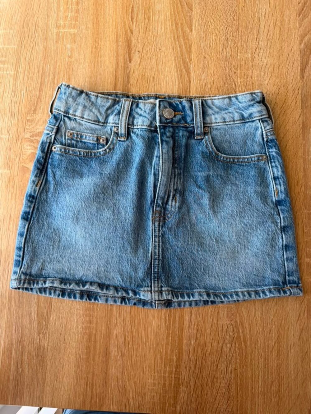 PacSun Denim Mini Skirt Size 23 Light Wash Stretch Cotton Jean Skirt